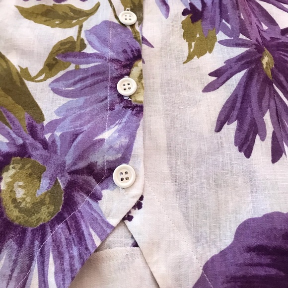 Vintage floral linen Brian Bailey button front top Size 12 - Picture 12 of 16